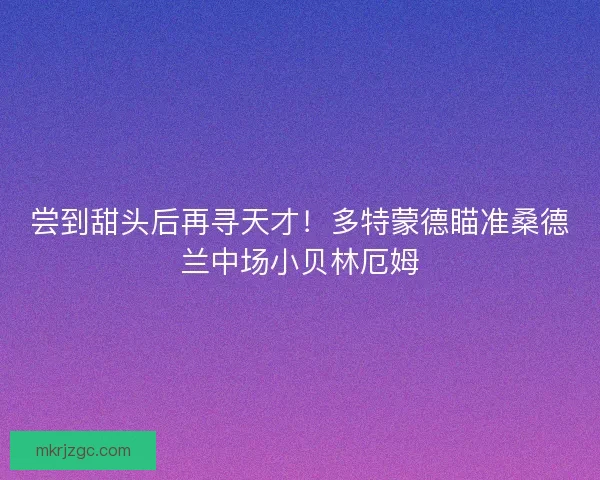 尝到甜头后再寻天才！多特蒙德瞄准桑德兰中场小贝林厄姆