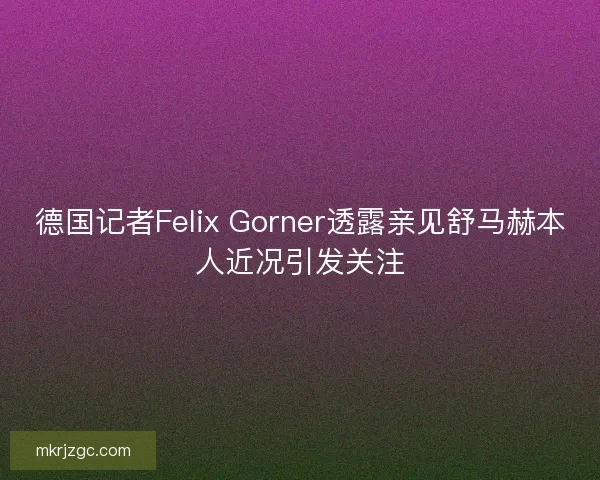 德国记者Felix Gorner透露亲见舒马赫本人近况引发关注