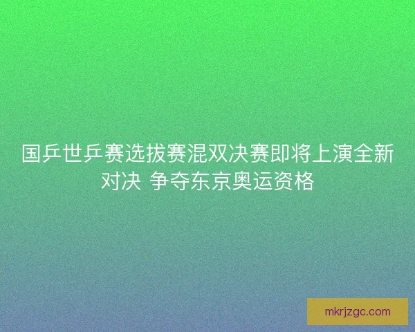 国乒世乒赛选拔赛混双决赛即将上演全新对决 争夺东京奥运资格