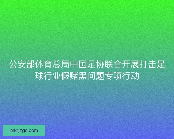 公安部体育总局中国足协联合开展打击足球行业假赌黑问题专项行动