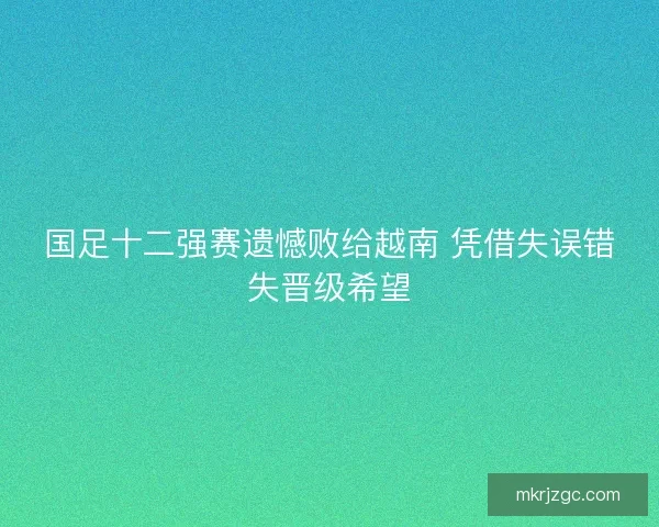 国足十二强赛遗憾败给越南 凭借失误错失晋级希望