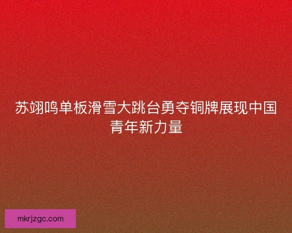 苏翊鸣单板滑雪大跳台勇夺铜牌展现中国青年新力量 苏翊鸣单板滑雪大跳台勇夺铜牌展现中国青年新力量